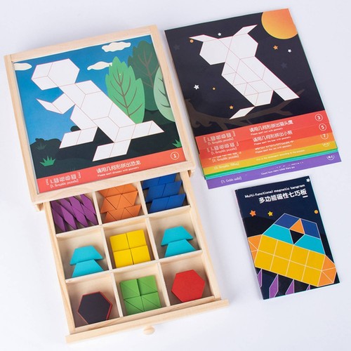 Tangram magnétique bois - tangram,