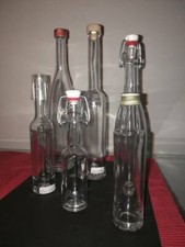 6 x différentes bouteilles en verre vides inutilisées bouteilles d'alcool avec bouchon - NEUF