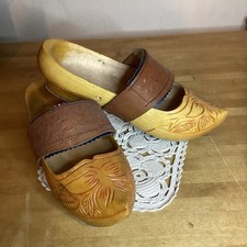 Sabots En Bois Verni Bride En Cuir 24 M Interieur 35/37 