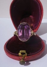 Bague or rose 18 carats ancien grande pierre violette paillon France XIXe 3,7g