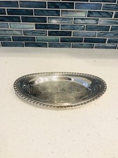 Mcm Regency Silver Plate Oval Tray Nut/Candy Dish floral design 9"
