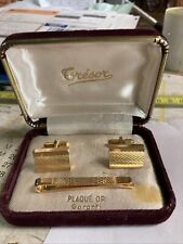 Paire de boutons de manchettes vintage plaqué or (FIX) Avec Pince À Cravate