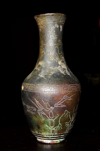 Vase bouteille bronze - en,