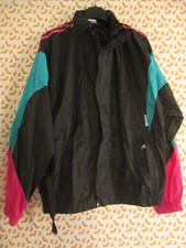 Veste ADIDAS Noir rose 80'S Coupe vent K way Pluie Impermeable Nylon - 168 / S