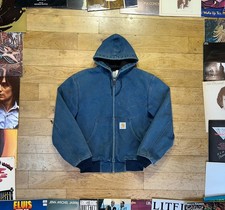 Vintage Carhartt Thermal Lined Active Jacket JR455 Teal Bue MEDIUM Made in USA 