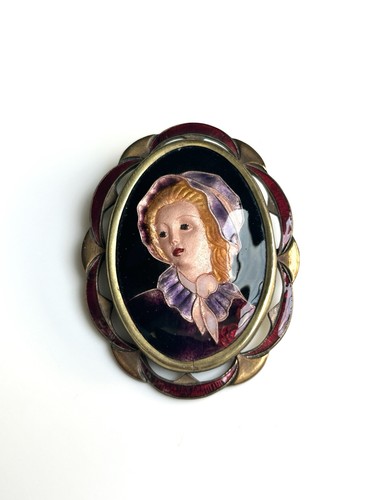 Ancienne broche laiton émail - ancienne,