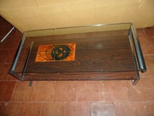 JULIETTE BELARTI , TABLE BASSE 1970 CERAMIQUE CHROME FORMICA VERRE Vintage