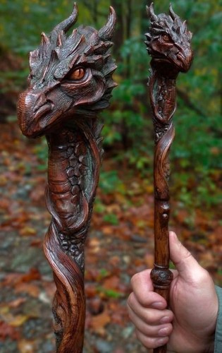 Bâton marche bois art - de,