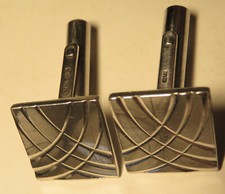 BOUTONS de MANCHETTES anciens ARGENT gravé VOLUTES ART DÉCO