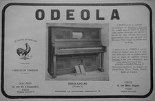 PUBLICITÉ ODEOLA EST UN APPAREIL PNEUMATIQUE INSTALLÉ SUR UN PIANO PREMIER CHOIX