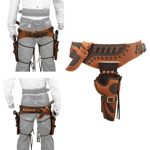 Leather gun belt holster - leather,