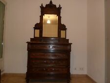 COMMODE EN NOYER 4 TIROIRS + HAUT AVEC GLACE