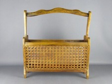 Porte-Revues en Bois Et Paille de Vienne Artisanat Italien Vintage Ans ‘50