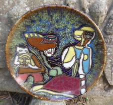 MELIOR Pottery San Marin plat 28,5cm de diamètre carnaval stylisé 28,5cm 1960