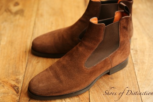 Santoni brown hatchgrain suede - hatchgrain,