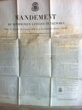 Affiche MANDEMENT evéque Grenoble P.de BRUILLARD Careme et son Jubilé 1830
