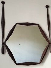 AUTHENTIQUE GRAND MIROIR ART DECO/CUBISTE - HEXAGONAL FER FORGÉ 