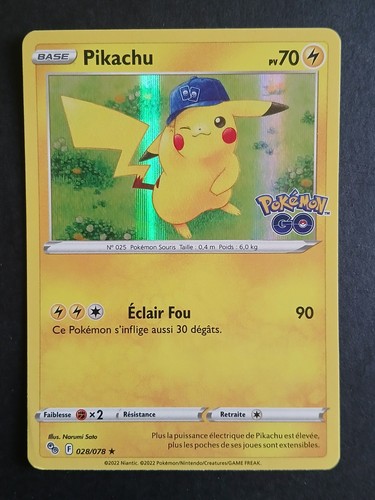 Carte pokémon pikachu - pikachu, (pgo
