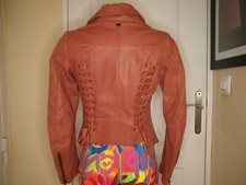 VINTAGE PERFECTO FEMME DIESEL CUIR SAUMON TAILLE XS/S