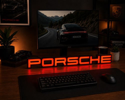 Enseigne led porsche 65cm usb - enseigne,