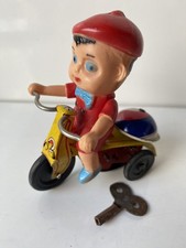 Ancien jouet  mécanique  tôle / Automate enfant  au tricycle Spain  années 50/60