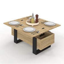 Table basse plateau relevable rectangulaire convertible en table à manger PHOENI