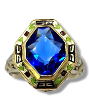 Gorgeous Antique Art Deco 14K Gold & Enamel Ring