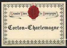 Etiquette Grands vins de Bourgogne-Corton Charlemagne-Vigne-Grappe-R.144
