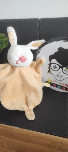 Doudou lapin plat orange