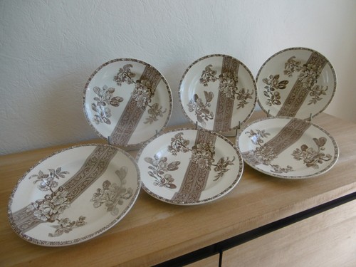 Six assiettes creuses faience - six,