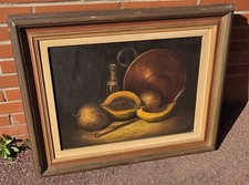 Tableau signé.  Nature morte. Peinture huile sur toile.