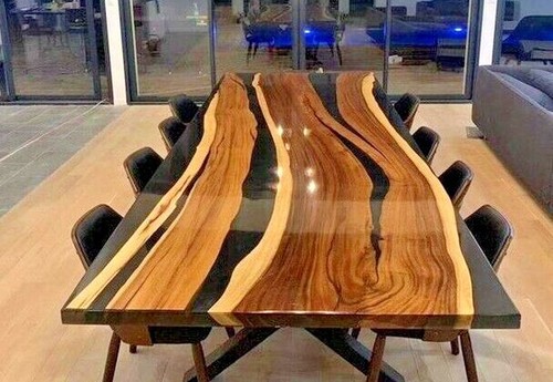 Table époxy noire - en, bois