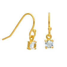 Boucles d'oreilles pendantes en argent sterling plaqué or aigue-marine CZ