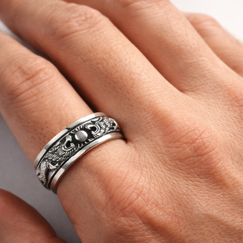 Bague toupie dragon argent - dragon,