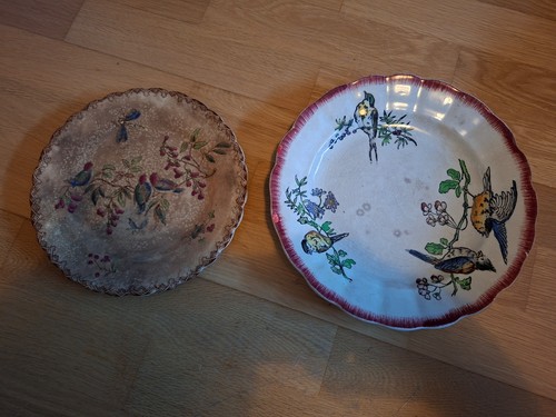 Oiseau anciennes assiettes - , x2