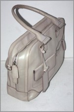 LANCEL Sac Forme Sacoche Cuir Teinte Gris Mouette Brillant BE