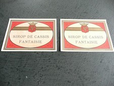 2 étiquettes ancienne sirop
