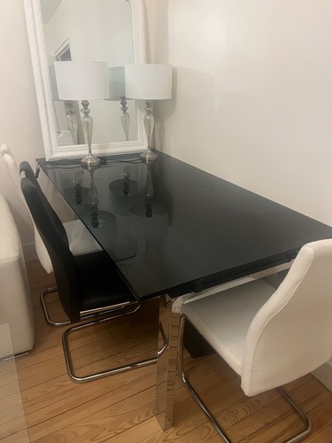 Table verre avec chaises - table, 4