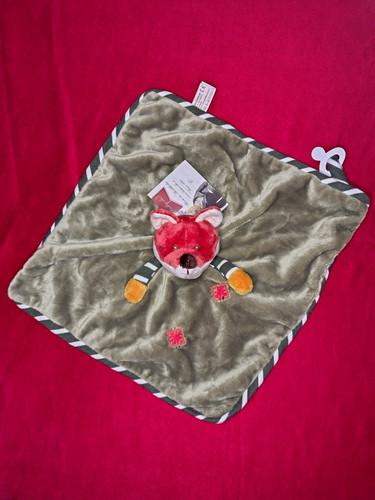 Doudou plat carré renard vert - plat,