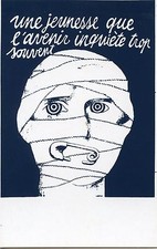 CARTE POSTALE LES AFFICHES DE MAI 68 JEUNESSE QUE L'AVENIR INQUITE TROP SOUVENT