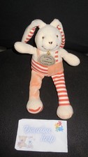 DOUDOU ET COMPAGNIE lapin tricoté beige orange rayé blanc 27cm