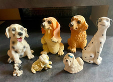 Adorables figurines de chiens -  lot de 6 -  résine et céramique