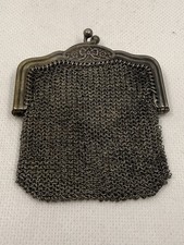 ANTIQUE MESH PURSE STERLING SILVER CHATELAINE COIN PURSE 41  Grams