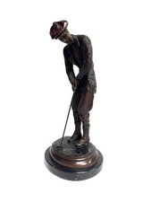 Statue bronze sur marbre Joseph D'Asté - Le golfeur - 32 cm