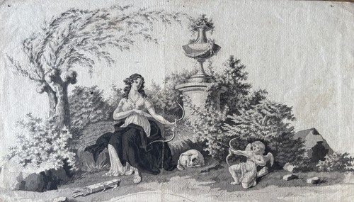Dessin ancien femme putto - dessin,