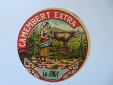 Etiquette ancienne  de fromage camembert extra Le Rody