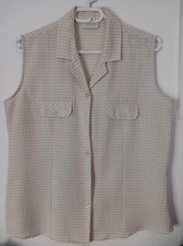 Chemise petits carreaux beige/paille T/42/44 "Canda" sans manche