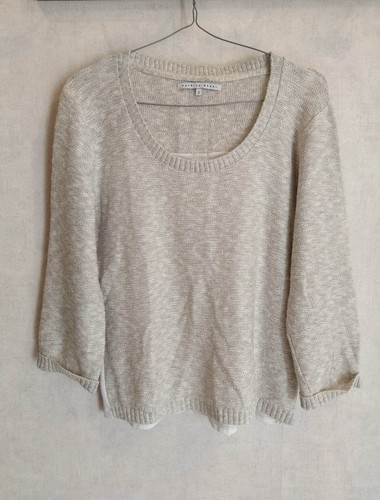 Pull chemisier beige argenté