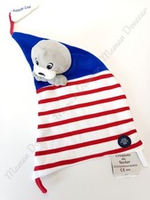 Doudou Plat/Mouchoir Voile Drapeau Phoque Gris Bleu Blanc Rayé Rouge - Armor Lux