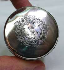 Boîte à mouches, pillules, miniature cristal et argent Couronne Comtale XIXe